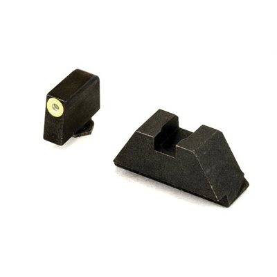 AmerGlo Suppressor Height Green Tritium Lime Outline Front Black Rear Sight Set For All Glocks Except 42/43 - GL-611 - Ameriglo
