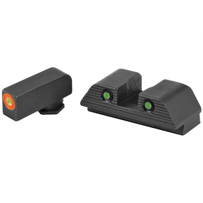 AmeriGlo Trooper Glock 17/19 Gen 5 Night Sight Set, Green Front Orange Outline Green Tritium Serrated Rear - GL-818 - Ameriglo