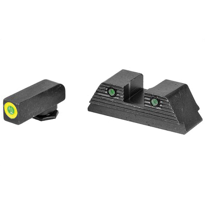 AmeriGlo Trooper Glock 20/21/29/30/31/32/36/40/41 Night Sight Set, Green Front Green Tritium Serrated Rear - GL-820 - Ameriglo