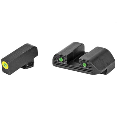 AmeriGlo Trooper Glock 42/43/43X Night Sight Set, Green Front Green Tritium Serrated Rear - GL-822 - Ameriglo