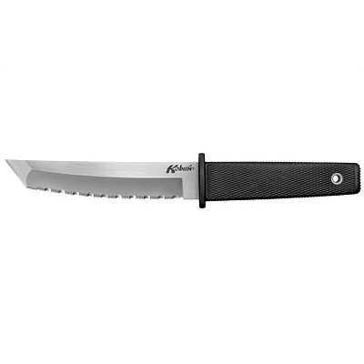 Cold Steel Kobun 5.5" Serrated Tanto Fixed Blade Knife, Polished Silver - 17TS - Cold Steel