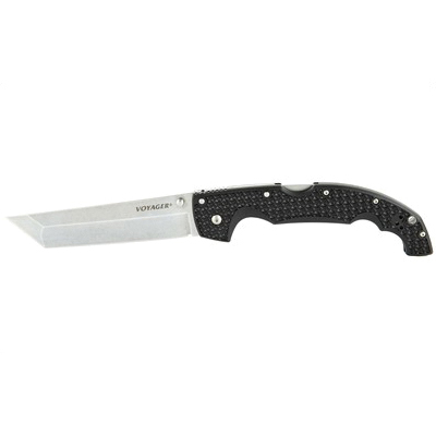 Cold Steel Voyager 5.5" Plain Tanto Point Folding Knife, Stone Washed - 29AXT - Cold Steel