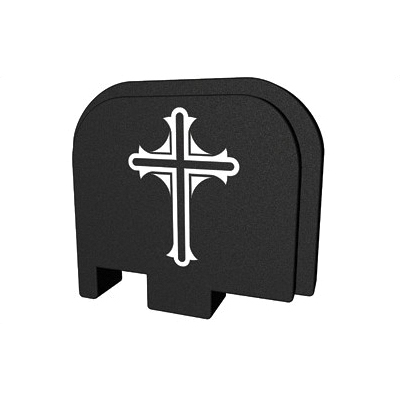 Bastion Cross Back Plate For Glock 43, Black/White - BASGL-043-BW-CRUCFX - Bastion
