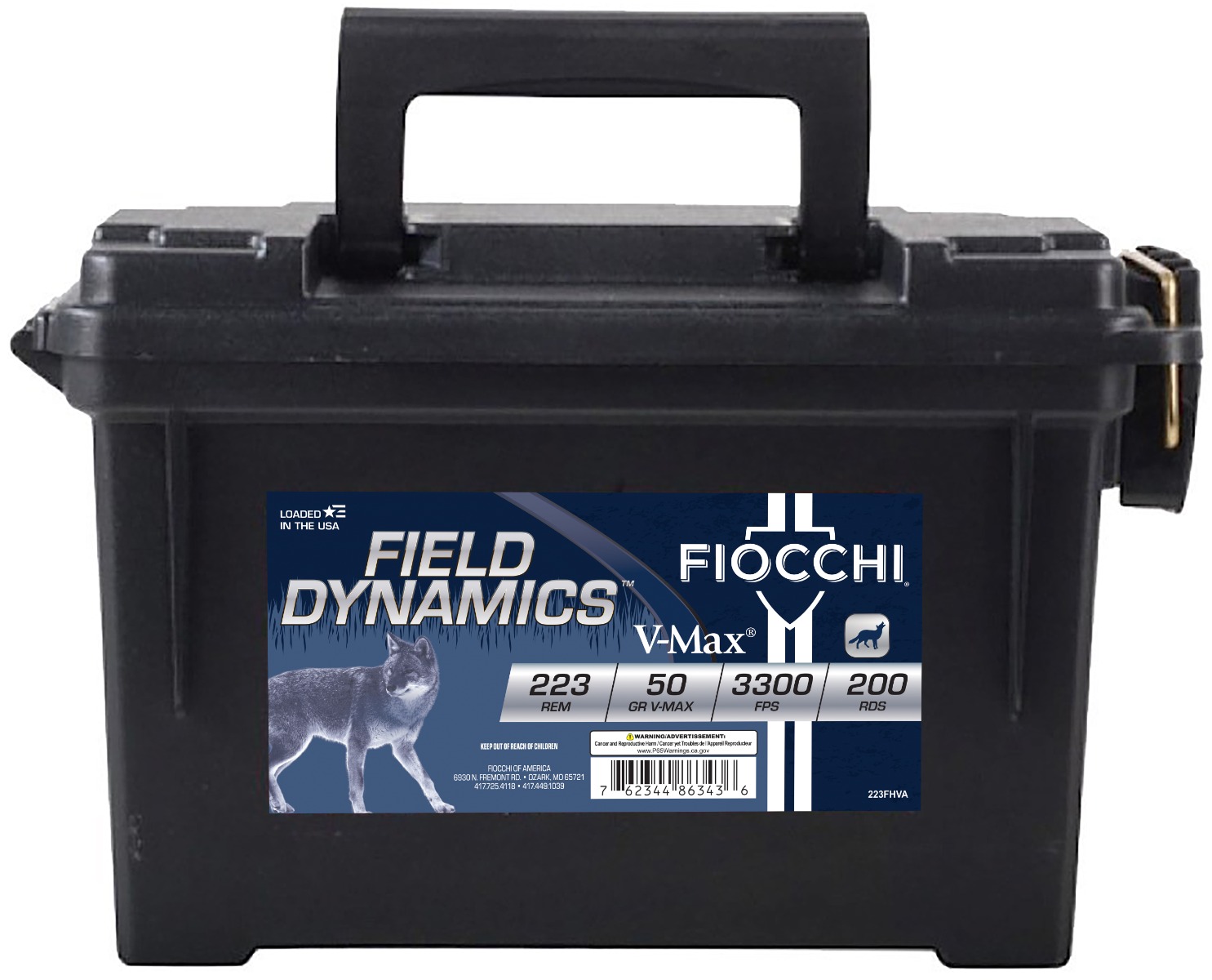 Fiocchi V-Max 223 Remington Ammo 50 Grain 200 Round Field Box - 223FHVA - Fiocchi