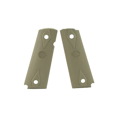 Hogue 1911 Government Checkered Diamond Pattern Rubber Grips, OD Green - 45011