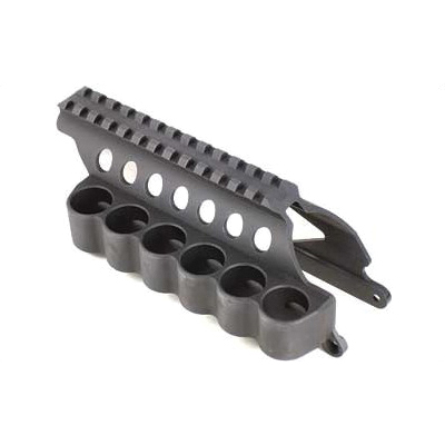 Mesa Tactical 6-Shell Side Saddle 12 Gauge, SureShell Saddle with Rail, Fits Remington 870, Black - 91630 - Mesa Tactical