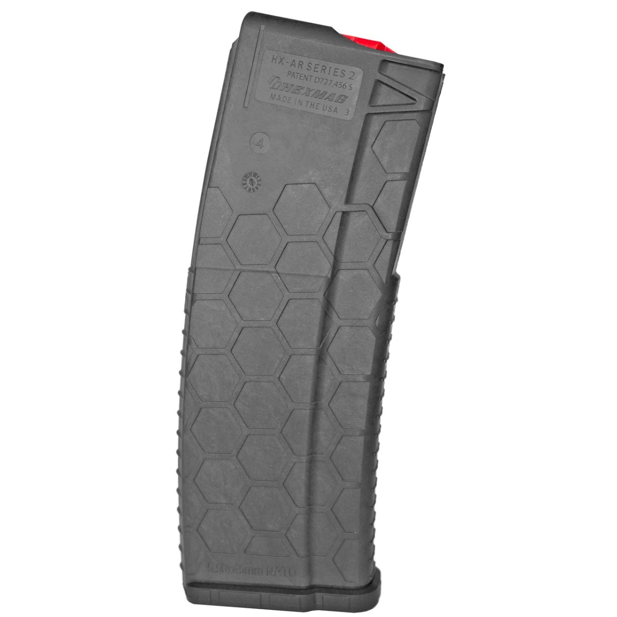 Hexmag 5.56x45 Carbon Fiber 30 Round AR-15 Magazine With Red Follower, Dark Gray - HX30-AR15S2-CFC - Hexmag