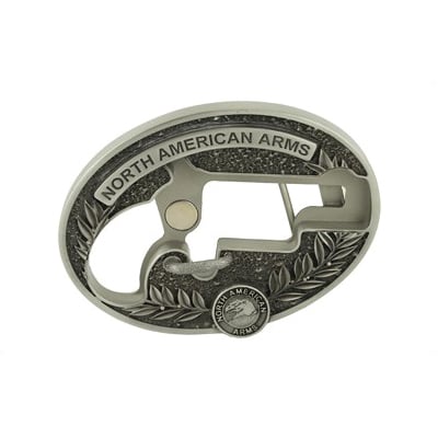 NAA Oval Ornate 1 1/8" .22 LR Belt Buckle Holster, Silver - BBO-L - North American Arms