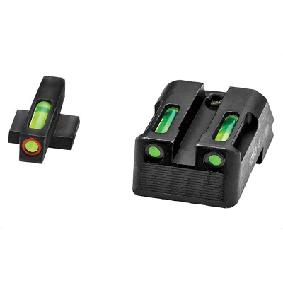 Hi-Viz LiteWave H3 Fixed Rear Sight 1911 Tritium Litepipe Green Night Sight Set With Orange Front Ring - KBN521 - Hiviz