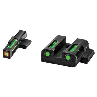 Hi-Viz LiteWave H3 Smith & Wesson M&P Tritium Litepipe Green Night Sight Set With Orange Front Ring - MPN521 - Hiviz