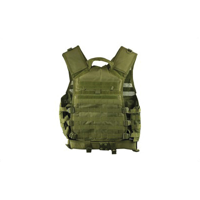 NCSTAR Modular Vest w/ Pistol Belt & Two Accessory Pouches Size Medium- 2XL Fully Adjustable, Green Nylon - CPV2915G