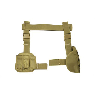 NCSTAR Drop Leg Holster w/ Triple Magazine Pouch, Right Hand, Tan Nylon - CV2908T - Ncstar