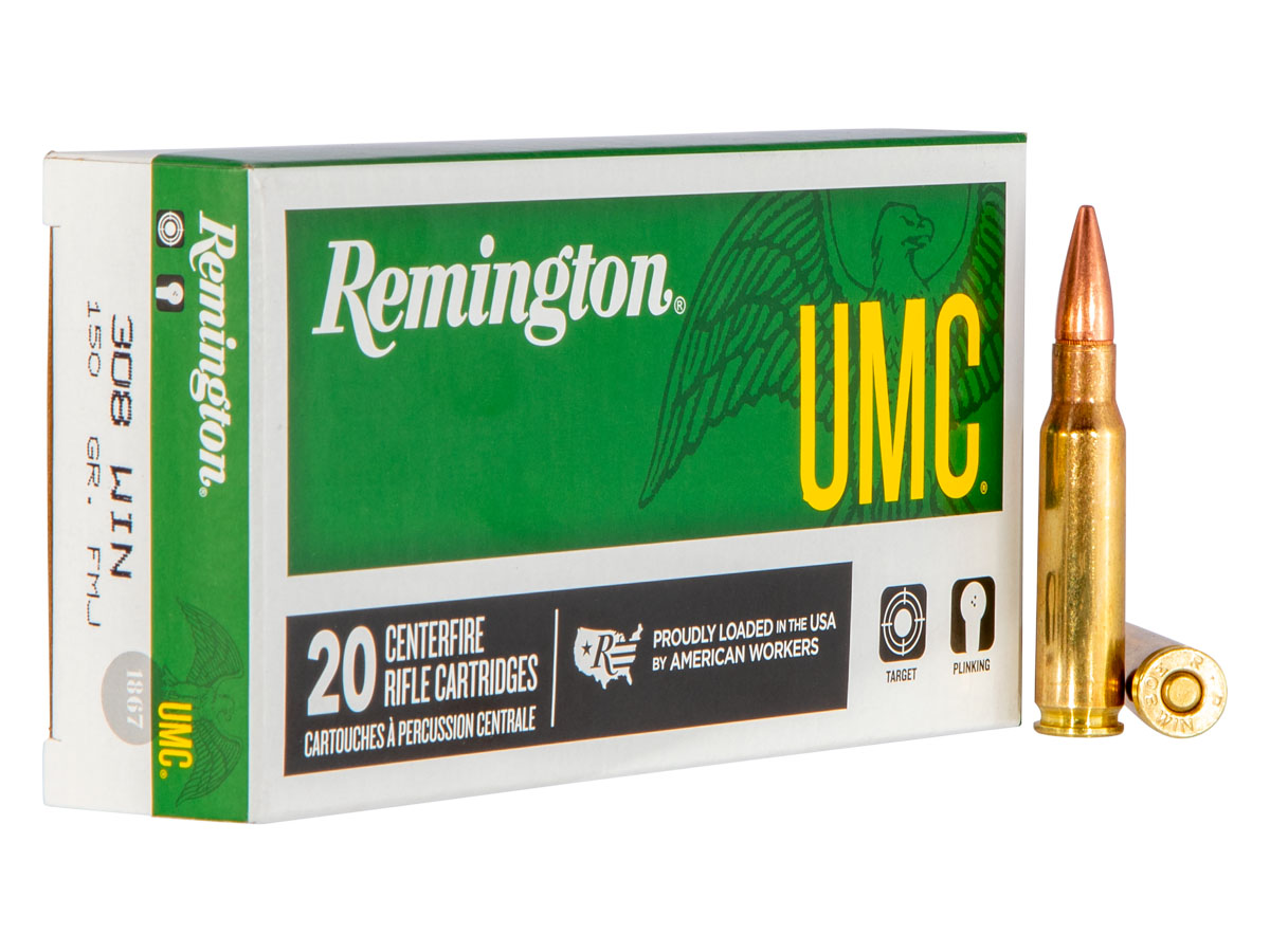 Remington UMC 150gr FMJ 308 Win Ammo, 20 rds - 23715 - Remington