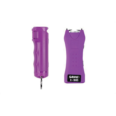 Sabre Stun Gun and Pepper Spray Package, Purple Stun Gun w/ Built-in Flashlight - S5PR-F15PR