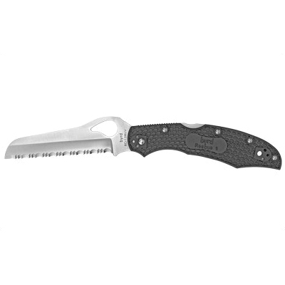 Spyderco Byrd Cara Cara 2 Rescue Serrated Lightweight Folding Knife, Black - BY17SBK2 - Spyderco