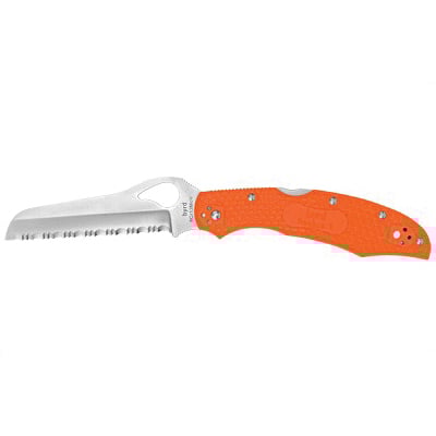 Spyderco Byrd Cara Cara 2 Rescue Serrated Lightweight Folding Knife, Orange - BY17SOR2 - Spyderco