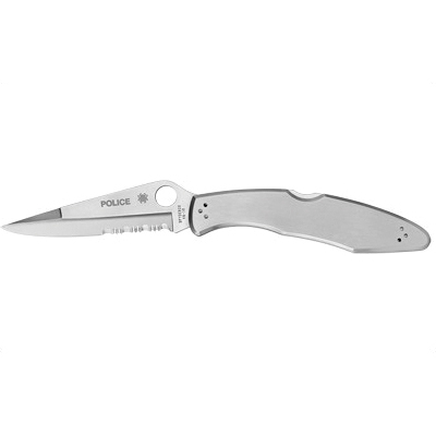 Spyderco Police 4.125" Combo Edge Clip Point Folding Knife, Satin - C07PS - Spyderco