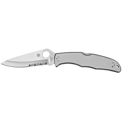 Spyderco Endura 3.75" Combo Edge Clip Point Folding Knife, Stainless - C10PS - Spyderco
