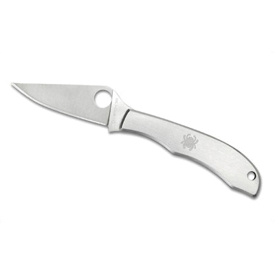 Spyderco HoneyBee Plain Edge Folding Knife, Silver - C137P - Spyderco