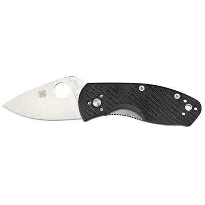 Spyderco Ambitious 2.25" Plain Drop Point Folding Knife, Silver - C148GP - Spyderco
