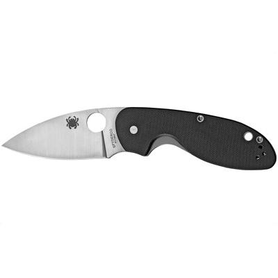 Spyderco Efficient 3" Plain Drop Point Folding Knife, Black - C216GPBBK - Spyderco