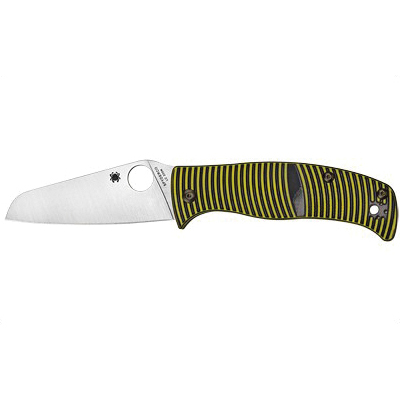 Spyderco Caribbean Plain Sheepfoot Folding Knife, Black/Yellow - C217GPSF