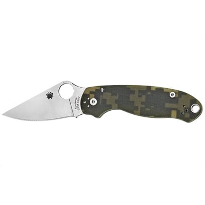 Spyderco Para 3 2.95" Plain Edge Folding Knife, Camo - C223GPCMO - Spyderco