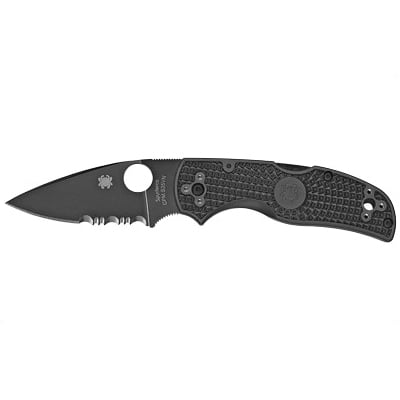 Spyderco Native 5 Partially Serrated Lightweight Folding Knife, Black - C41PSBBK5 - Spyderco