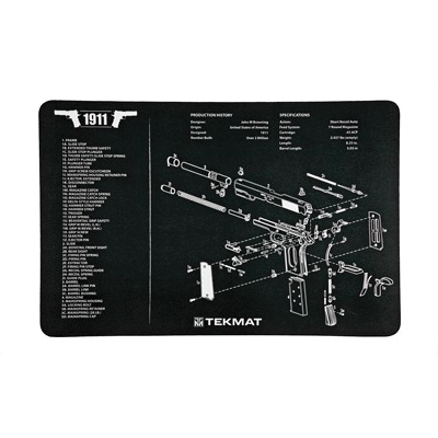 TekMat 1911 17"x11" Pistol Mat With Small Microfiber TekTowel, Black - R17-1911 - Tekmat