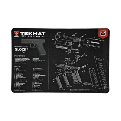 TekMat Glock Gen 5 17"x11" Pistol Mat With Small Microfiber TekTowel, Black - R17-GLOCK-G5 - Tekmat