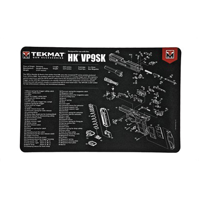 TekMat H&K VP9SK 17"x11" Pistol Mat With Small Microfiber TekTowel, Black - R17-HK-VP9SK - Tekmat