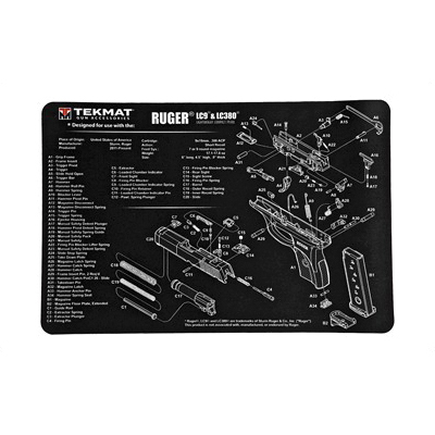 TekMat Ruger LC9 17"x11" Pistol Mat With Small Microfiber TekTowel, Black - R17-RUGERLC9 - Tekmat
