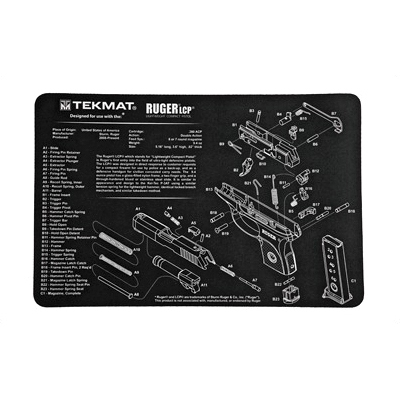 TekMat Ruger LCP 17"x11" Pistol Mat With Small Microfiber TekTowel, Black - R17-RUGERLCP - Tekmat