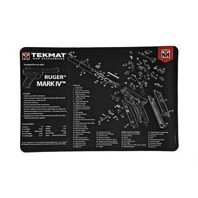 TekMat Ruger Mark IV 17"x11" Pistol Mat With Small Microfiber TekTowel, Black - R17-RUGERMK4 - Tekmat