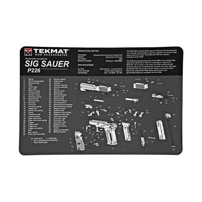 TekMat Sig P226 17"x11" Pistol Mat With Small Microfiber TekTowel, Black - R17-SIGP226 - Tekmat
