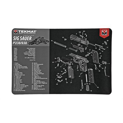 TekMat Sig P238 17"x11" Pistol Mat With Small Microfiber TekTowel, Black - R17-SIGP238 - Tekmat
