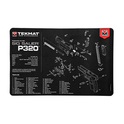 TekMat Sig P320 17"x11" Pistol Mat With Small Microfiber TekTowel, Black - R17-SIGP320 - Tekmat