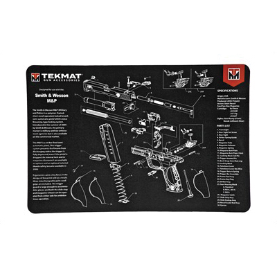 TekMat Smith & Wesson M&P 17"x11" Pistol Mat With Small Microfiber TekTowel, Black - R17-SW-MP - Tekmat