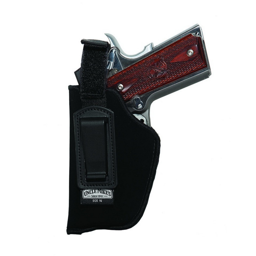 Uncle Mike's Size 16 Left Hand Medium and Large Frame Semi Autos Inside the Pant Holster with Retention Strap, Black - 76162