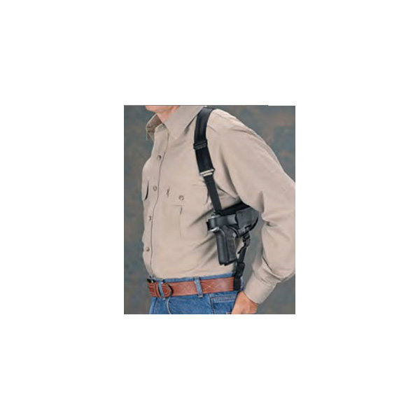 Uncle Mike's Sidekick Size 5 Ambidextrous 4-1/2 to 5" Barrel Large Autos Cross Harness Horizontal Holster, Black - 87050 - Uncle Mike's