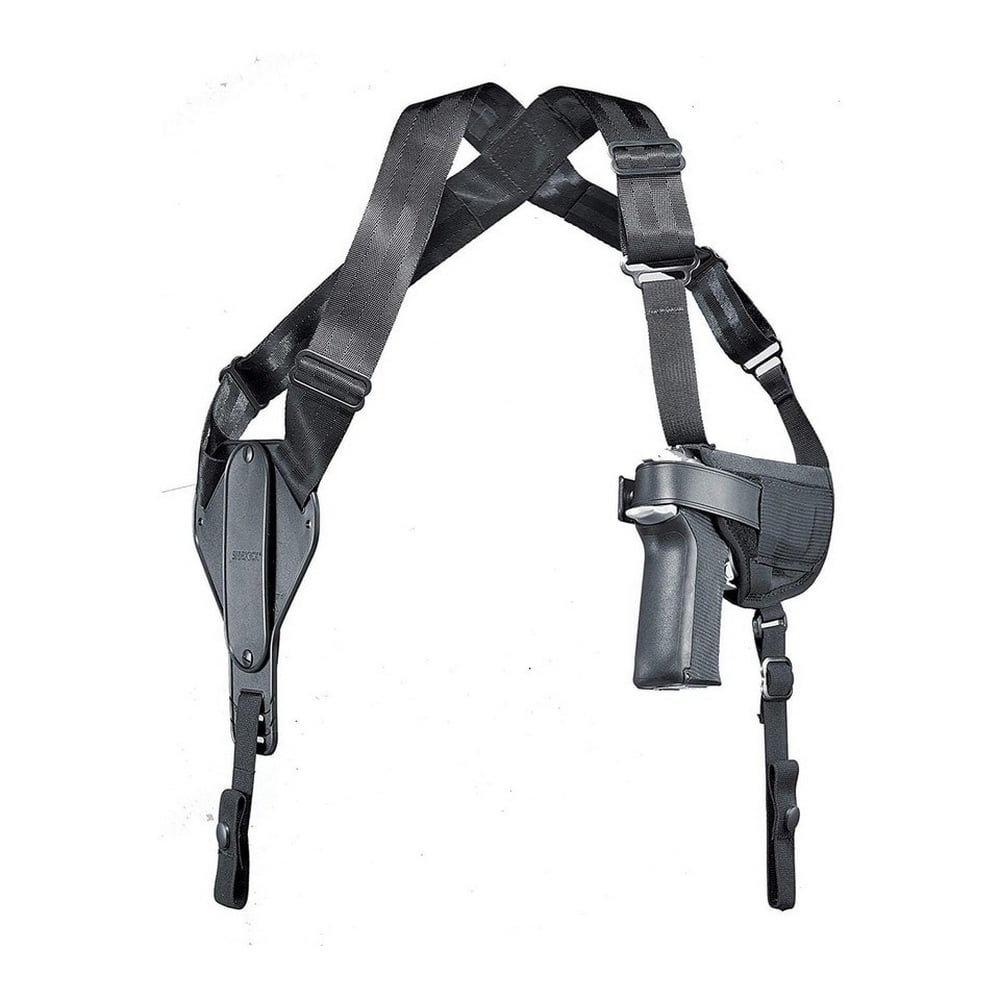 Uncle Mike's Pro-Pak Size 16 Ambidextrous 3-1/4 to 3-3/4" Barrel Medium Cross Harness Horizontal Holster, Black - 87160 - Uncle Mike's