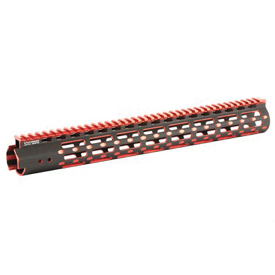 Leapers UTG PRO M-Lok Super Slim AR-15 Free Floating 15" Rail, Black/Red 2-Tone - MTU019SSMR2 - Leapers, Inc.