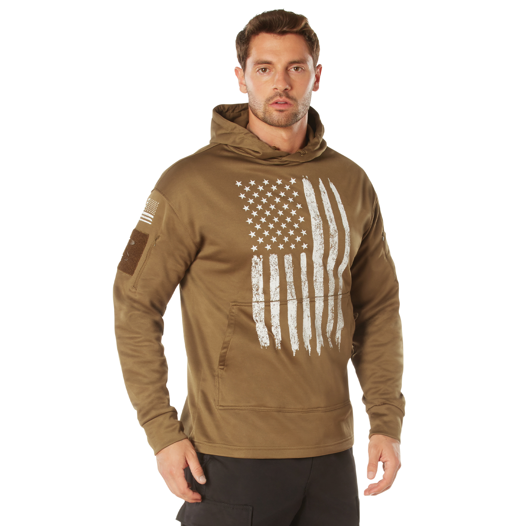 Rothco Rothco Concealed Carry U.S. Flag Hoodie - Coyote Brown, Medium