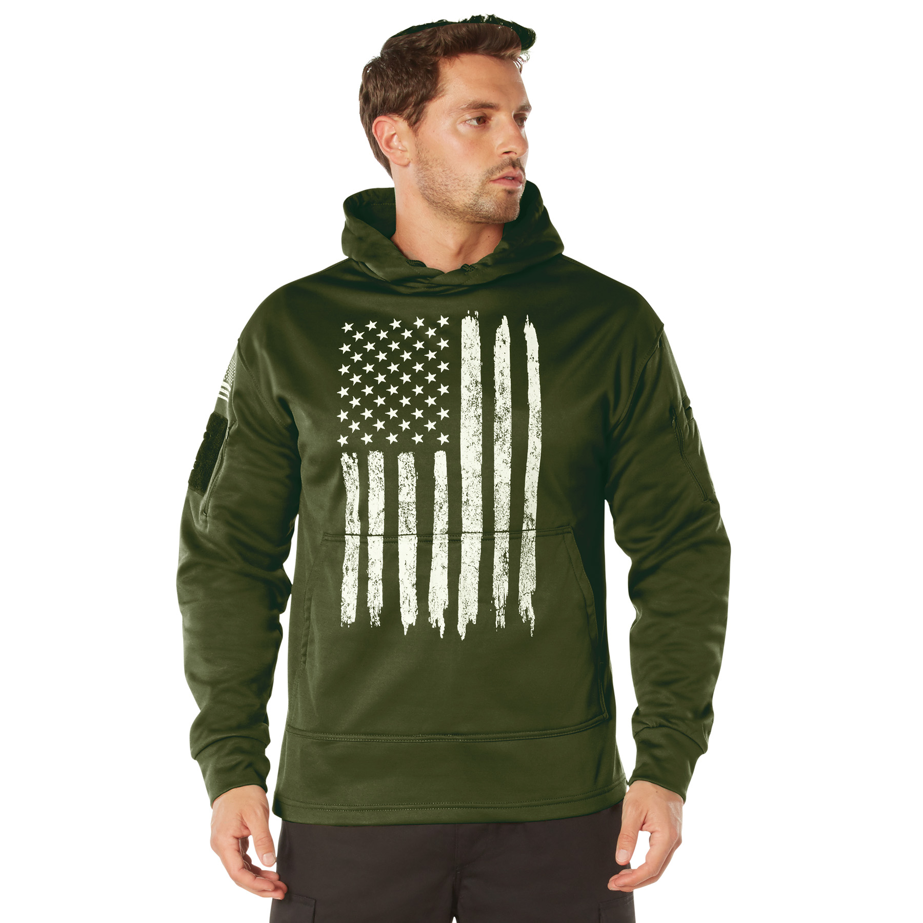 Rothco Rothco Concealed Carry U.S. Flag Hoodie - Olive Drab, Large