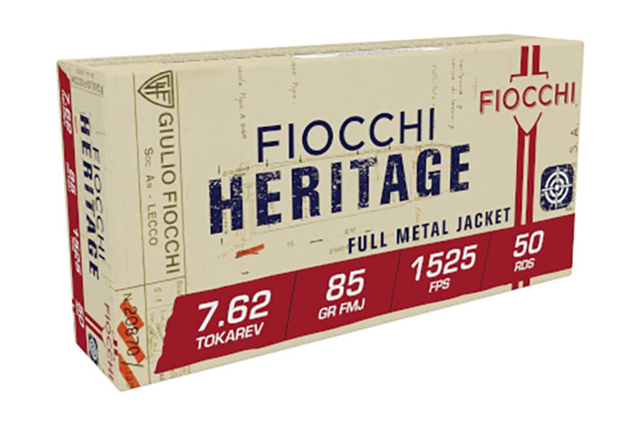 Fiocchi Heritage 7.62 Tokarev 85gr FMJ Ammo, 50rds - 762TOK - Fiocchi