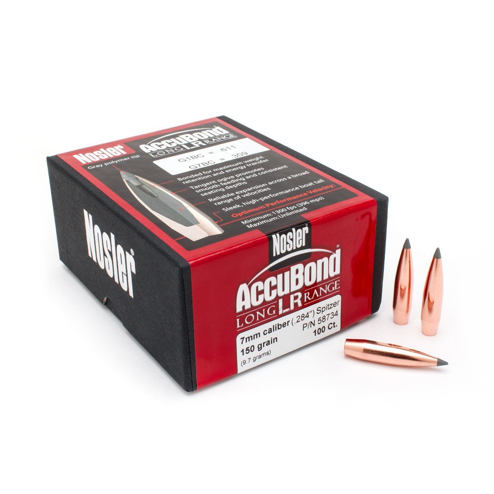 284 Cal/7mm 150gr AccuBond LR Bndd Spitzer BT 100ct 58734 - Nosler