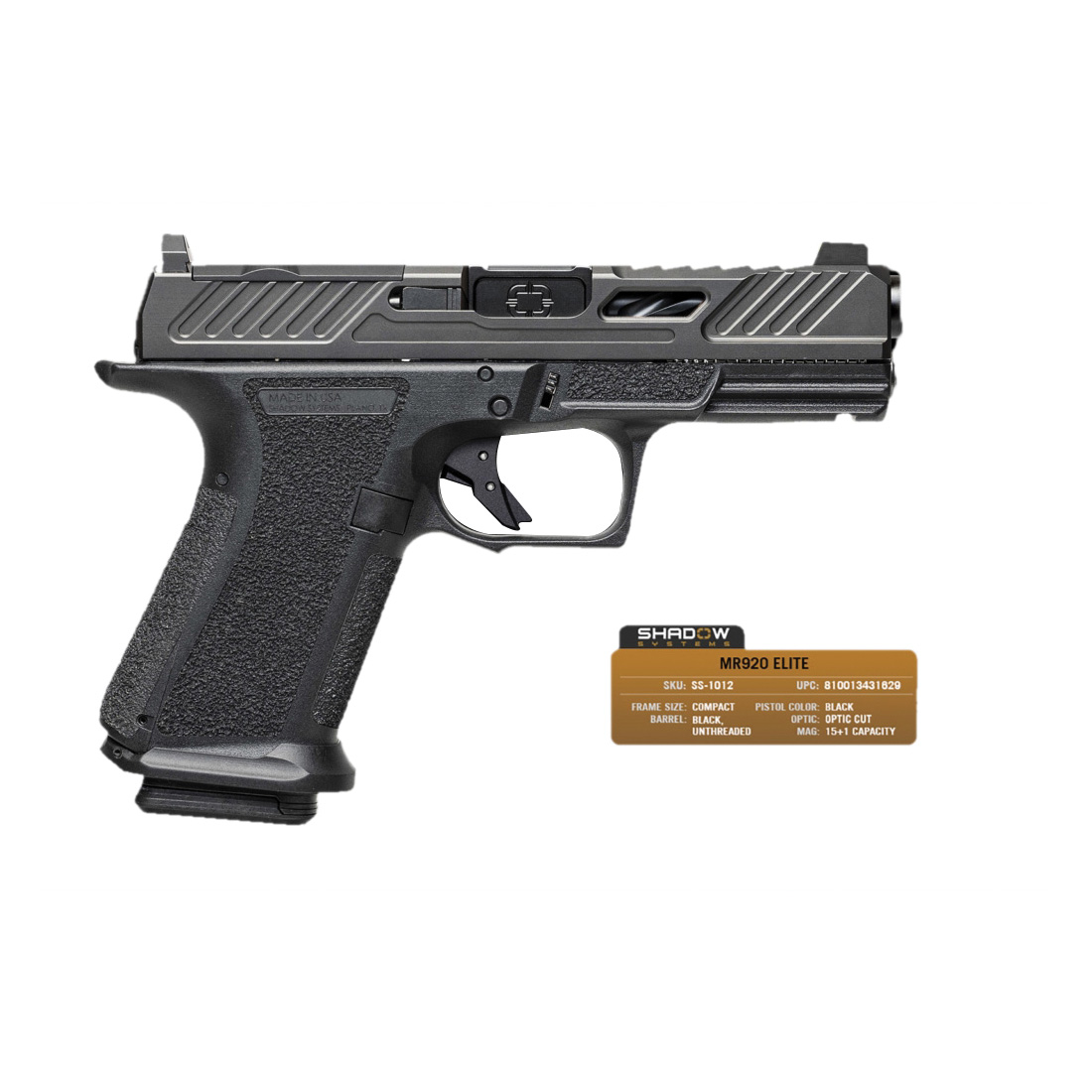 Shadow Systems MR920 Elite 9mm 4" 15rds Pistol, Black - High Capacity Elite - SS-1012 - Shadow Systems