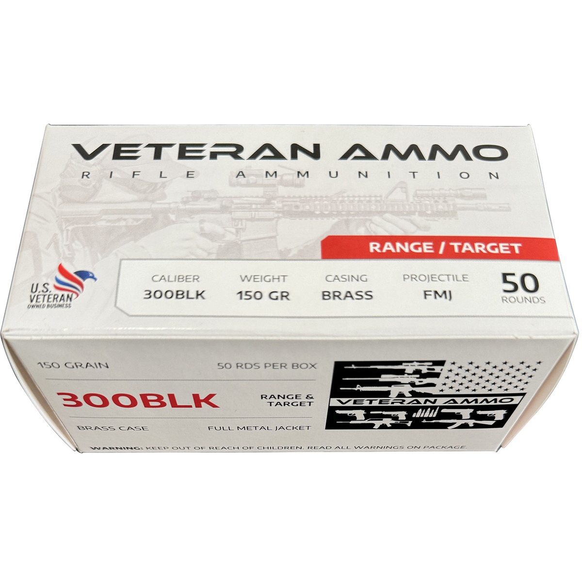 Hyperion Munitions Veteran .300 AAC Blackout 150 gr FMJ 50rds Rifle Ammo for Tactical Applications - HMBX300BLK15050 - Hyperion Munitions