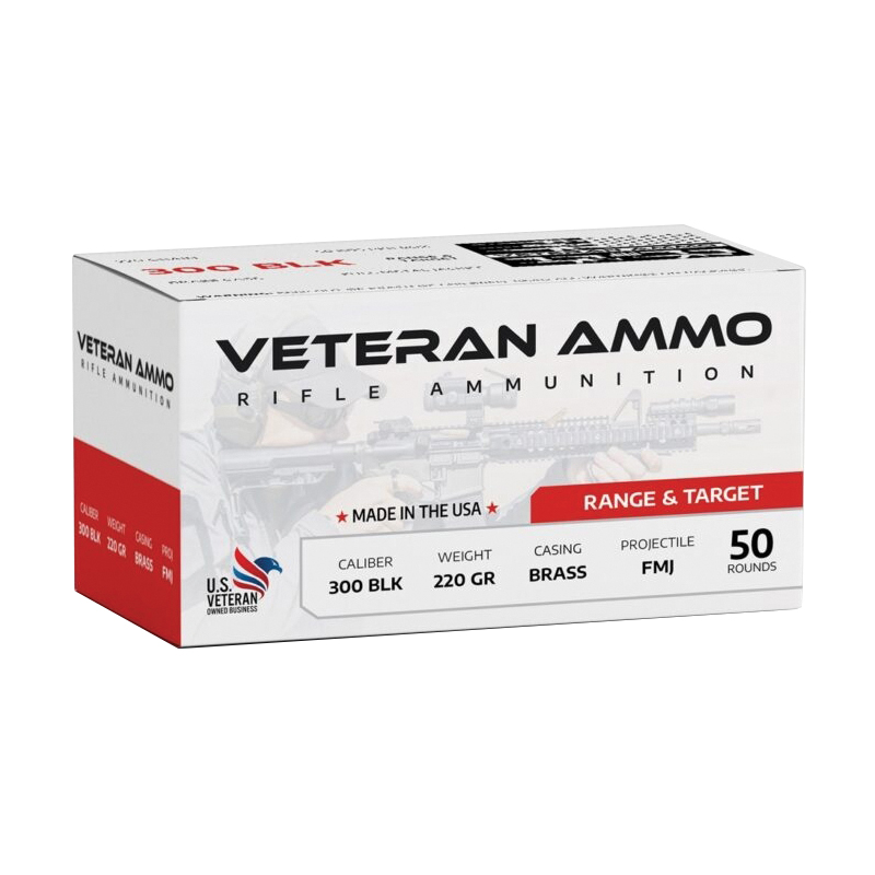 Hyperion Munitions Veteran .300 AAC Blackout 220 gr FMJ 50rds Rifle Ammo for Heavy Duty Use - HMBX300BLK22050 - Hyperion Munitions