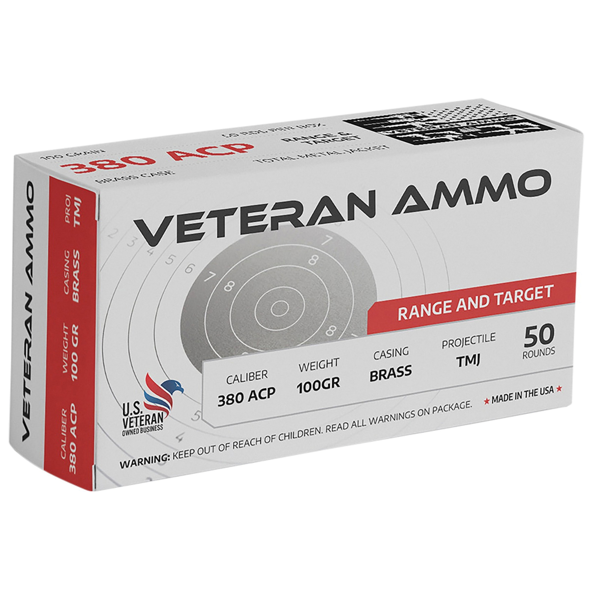 Hyperion Munitions Veteran .380 ACP 100 gr FMJ 50rds Handgun Ammo for Reliable Target Practice - HMBX38010050 - Hyperion Munitions